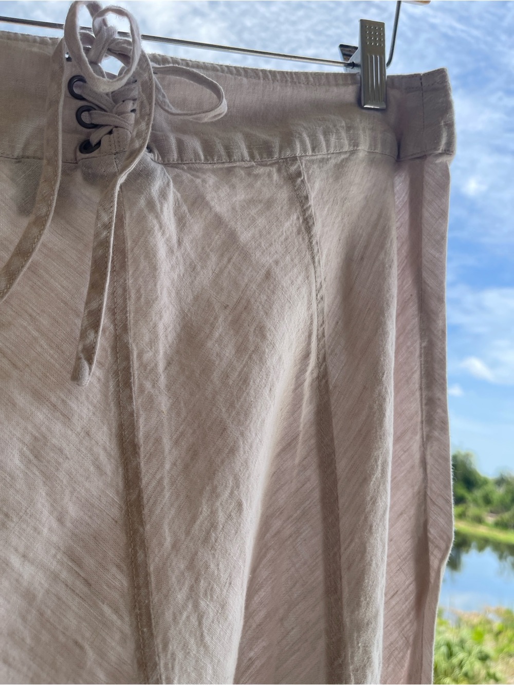 Tahari 100% Linen Lace-Up Maxi Skirt | Size 6 | Neutral Beige - Picture 16 of 16